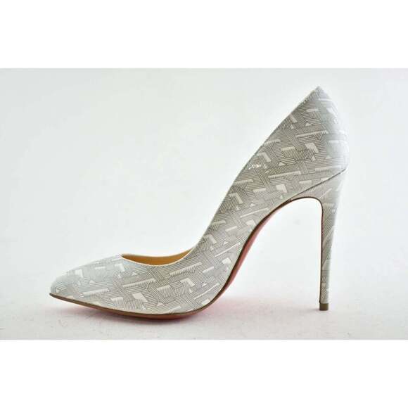 Christian Louboutin Pigalle Follies 100 Patent CL White Silver Heel Pump Shoe 36 - Picture 9 of 13